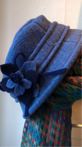 Gorgeous blue felted wool winter hat..